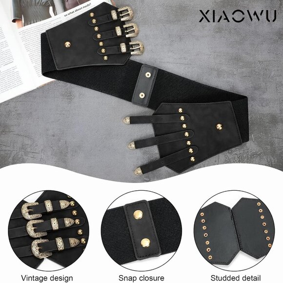 Renaissance Corset Belt for Women Wide Leather Waist Belt for Dresses and Costum - Picture 4 of 7